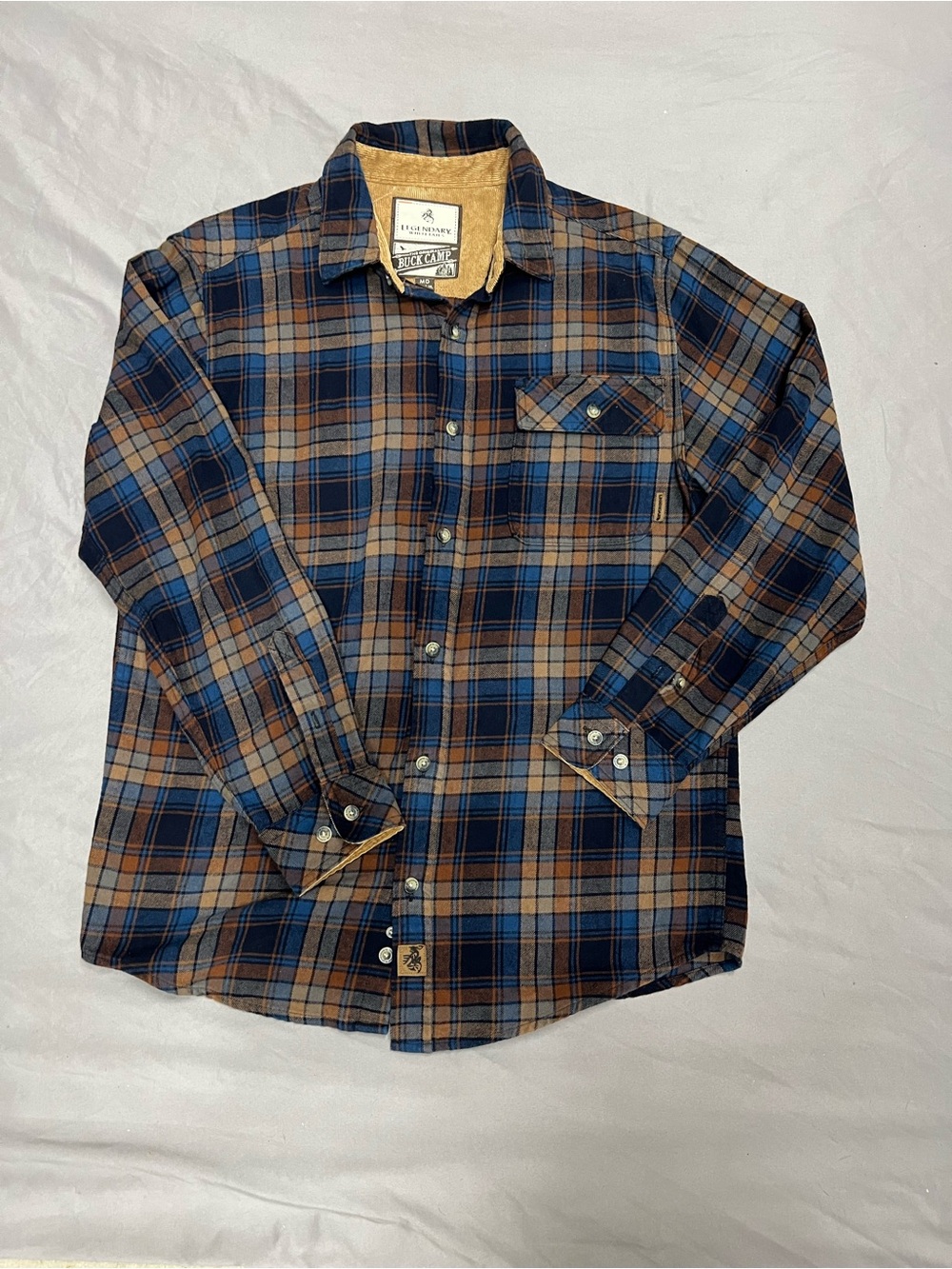Legendary Whitetails Blue and Brown Plaid Button-Front Shirt